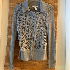 White House Black Market Grey zip dressy sweater